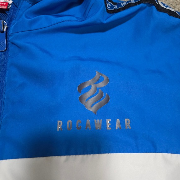 Rocawear Windbreaker‎ Jacket Full Zip Hooded Logo Tape Trim Blue White S - Picture 4 of 9